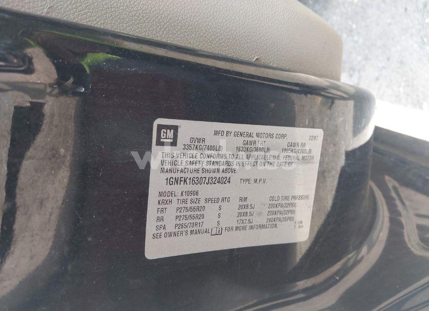 Photo 9 of 2007 Chevrolet Suburban 1500 LT (VIN 1GNFK16307J324024)