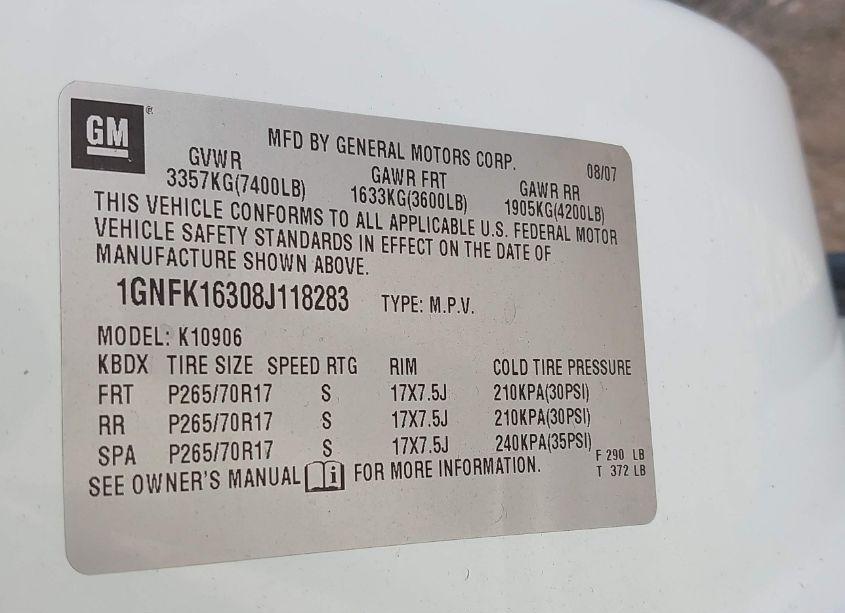 Photo 9 of 2008 Chevrolet Suburban 1500 LT (VIN 1GNFK16308J118283)