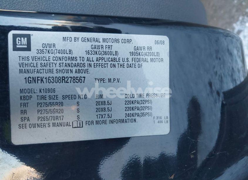 Photo 9 of 2008 Chevrolet Suburban 1500 LT (VIN 1GNFK16308R278567)