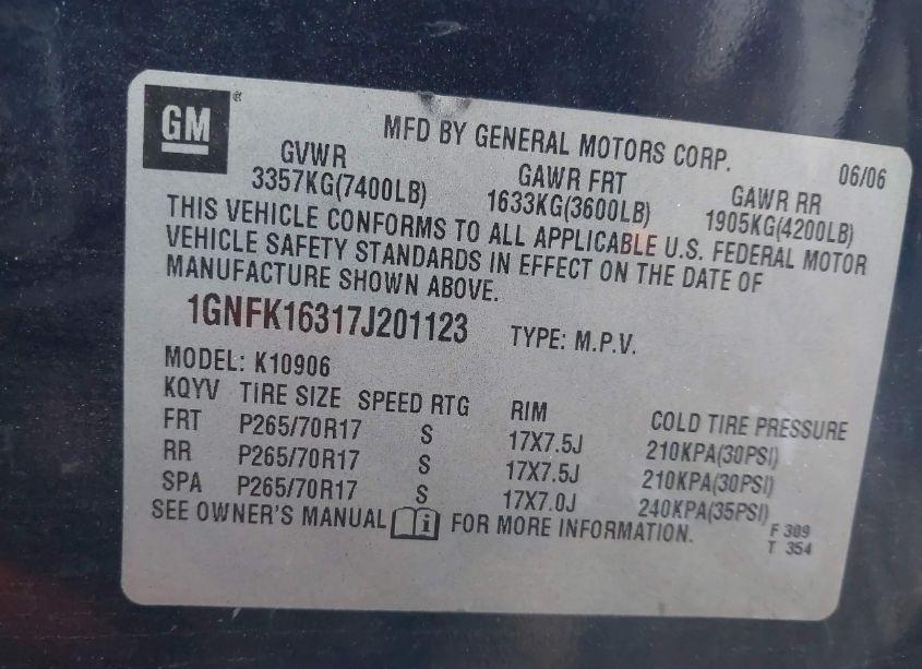 Photo 9 of 2007 Chevrolet Suburban 1500 LT (VIN 1GNFK16317J201123)