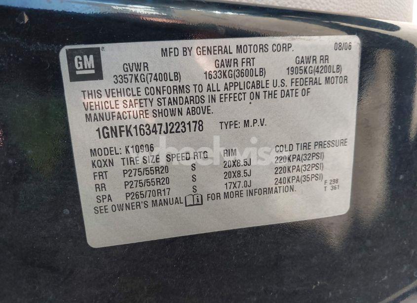 Photo 9 of 2007 Chevrolet Suburban 1500 LTZ (VIN 1GNFK16347J223178)