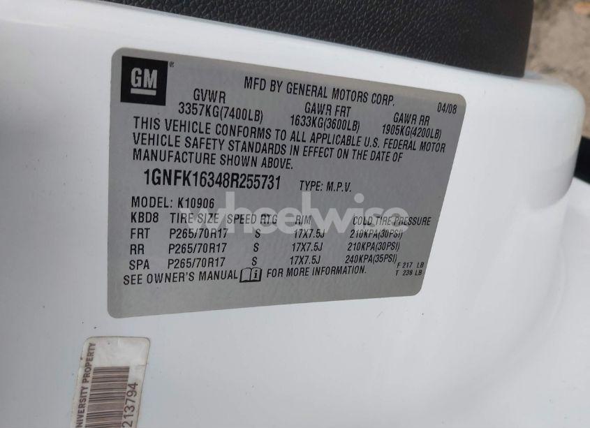 Photo 9 of 2008 Chevrolet Suburban 1500 COMMERCIAL FLEET (VIN 1GNFK16348R255731)