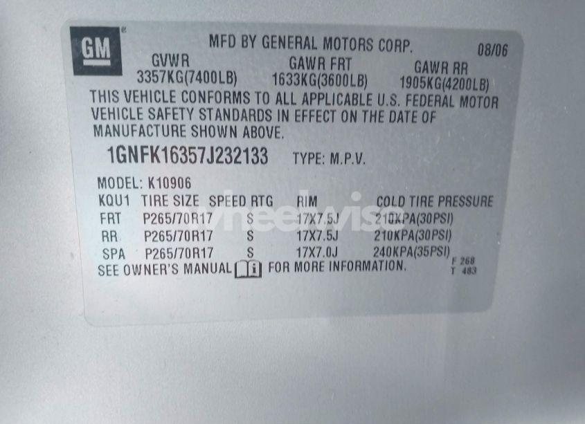 Photo 9 of 2007 Chevrolet Suburban 1500 LT (VIN 1GNFK16357J232133)