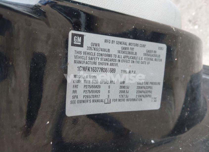 Photo 9 of 2007 Chevrolet Suburban 1500 LTZ (VIN 1GNFK16377R366689)