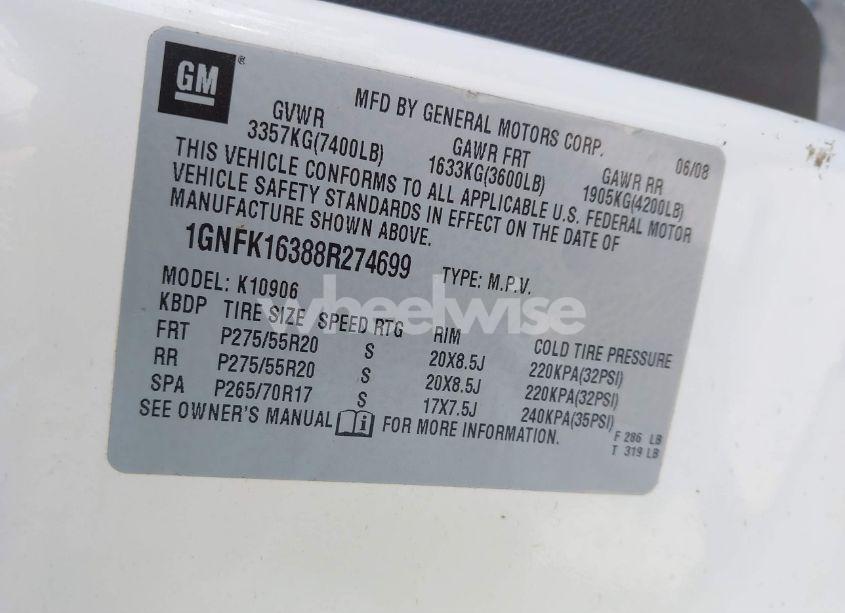 Photo 9 of 2008 Chevrolet Suburban 1500 LTZ (VIN 1GNFK16388R274699)