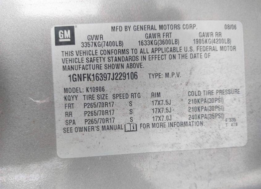 Photo 9 of 2007 Chevrolet Suburban 1500 LT (VIN 1GNFK16397J229106)