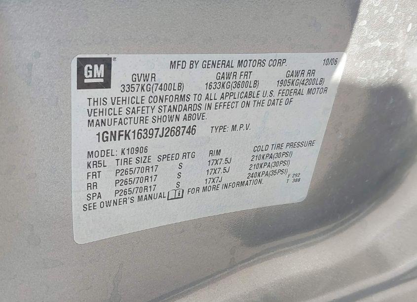 Photo 9 of 2007 Chevrolet Suburban 1500 LT (VIN 1GNFK16397J268746)