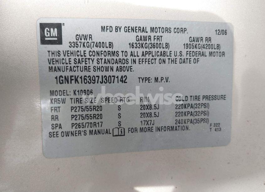 Photo 9 of 2007 Chevrolet Suburban 1500 LT (VIN 1GNFK16397J307142)