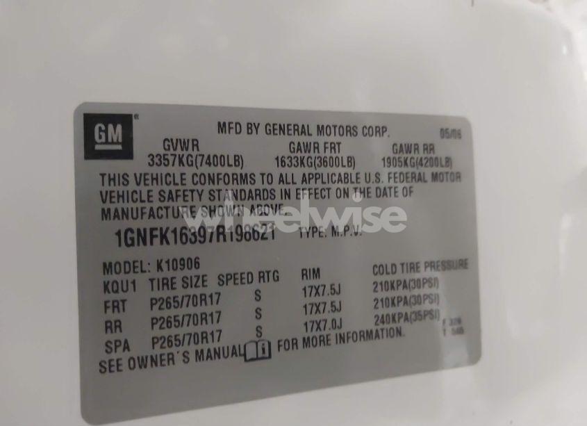 Photo 9 of 2007 Chevrolet Suburban 1500 LT (VIN 1GNFK16397R198621)