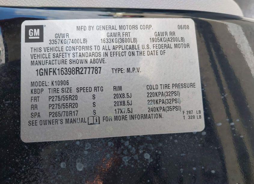 Photo 9 of 2008 Chevrolet Suburban 1500 LTZ (VIN 1GNFK16398R277787)