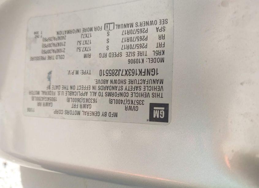 Photo 9 of 2007 Chevrolet Suburban 1500 LT (VIN 1GNFK163X7J285510)