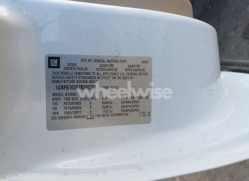 Photo 9 of 2007 Chevrolet Suburban 1500 LTZ (VIN 1GNFK163X7R395751)