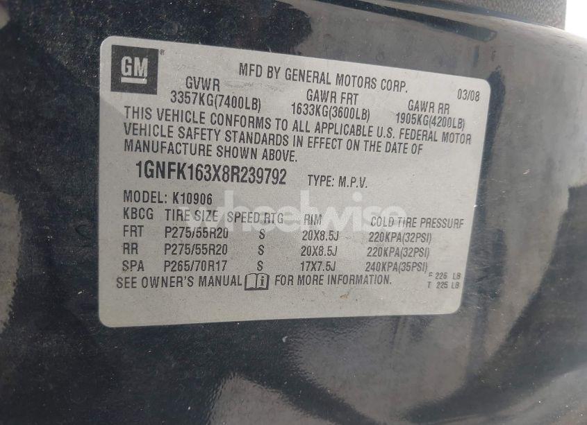 Photo 9 of 2008 Chevrolet Suburban 1500 LT (VIN 1GNFK163X8R239792)