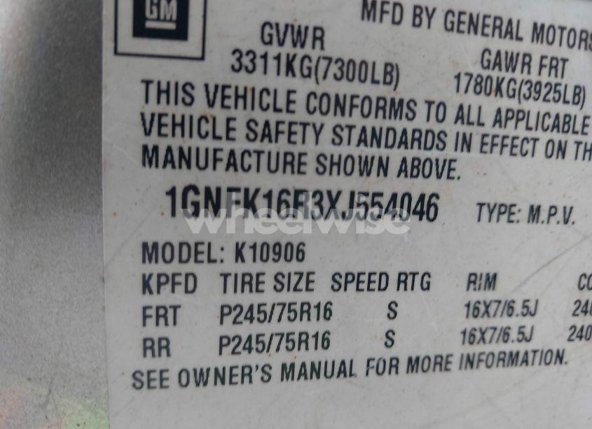 Photo 9 of 1999 Chevrolet Suburban K1500 (VIN 1GNFK16R3XJ554046)