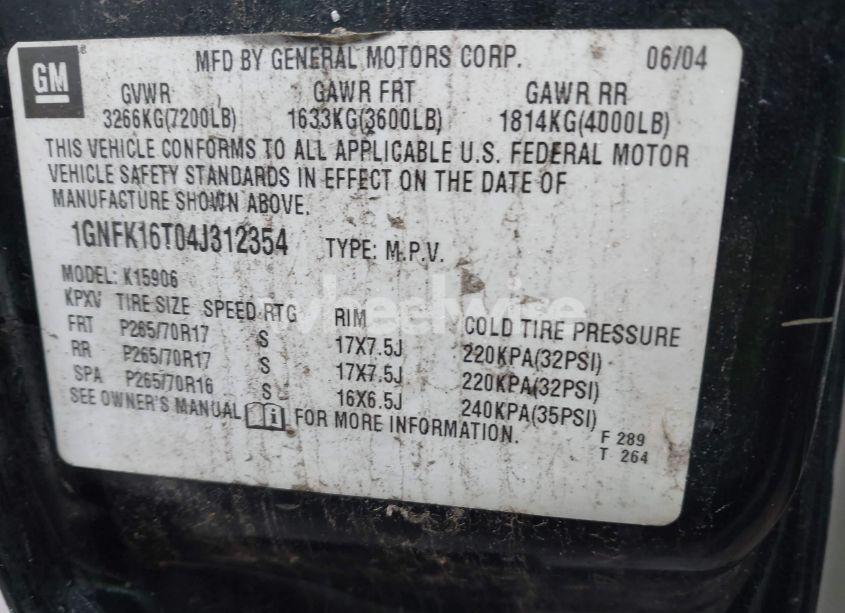 Photo 9 of 2004 Chevrolet Suburban 1500 LT (VIN 1GNFK16T04J312354)