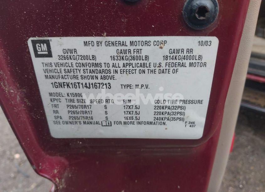 Photo 9 of 2004 Chevrolet Suburban 1500 LT (VIN 1GNFK16T14J167213)