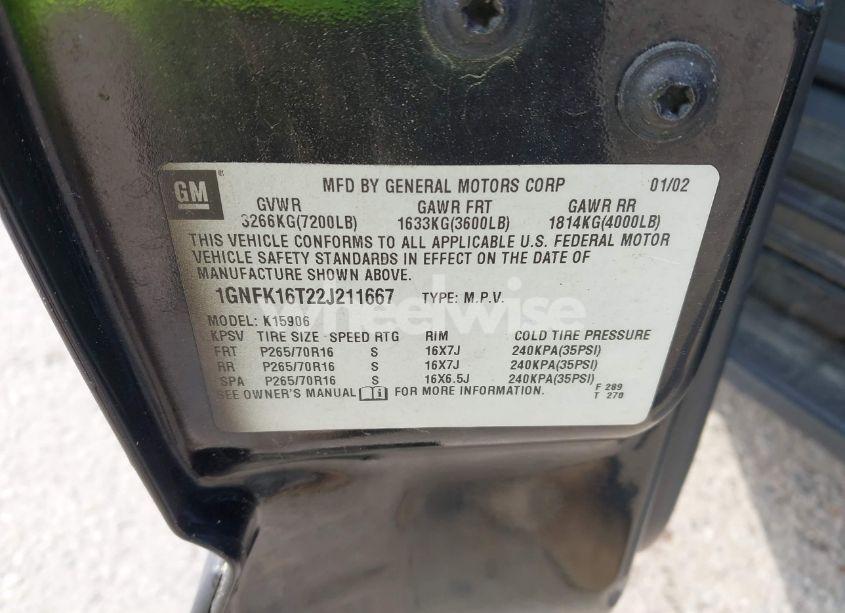 Photo 9 of 2002 Chevrolet Suburban 1500 LT (VIN 1GNFK16T22J211667)