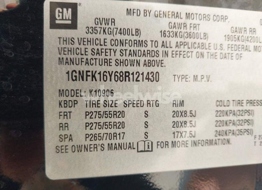 Photo 9 of 2008 Chevrolet Suburban 1500 LTZ (VIN 1GNFK16Y68R121430)