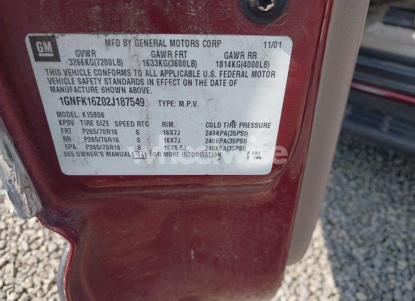 Photo 9 of 2002 Chevrolet Suburban 1500 LS (VIN 1GNFK16Z02J187549)