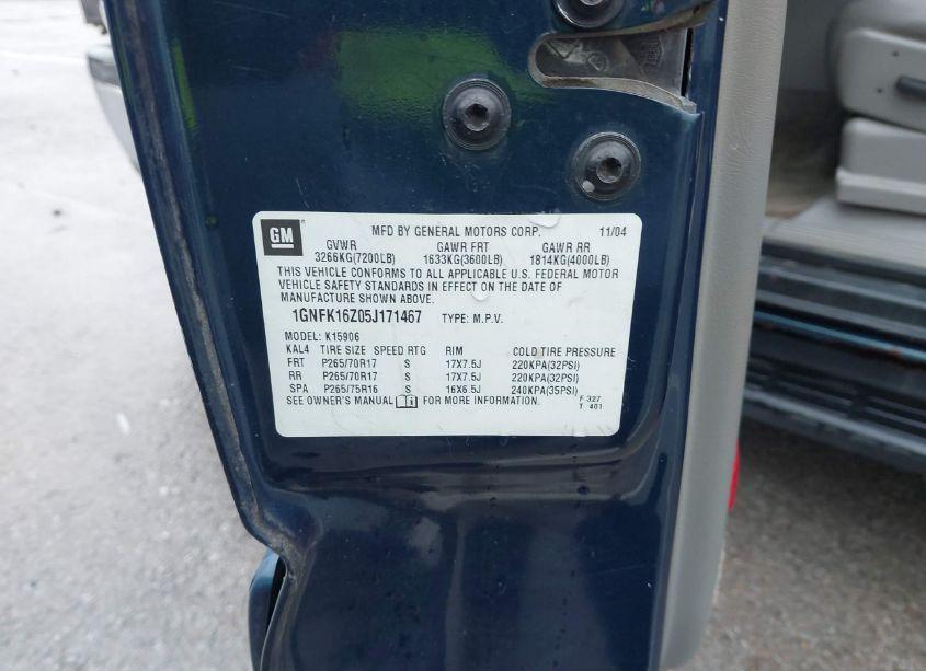 Photo 9 of 2005 Chevrolet Suburban 1500 LT (VIN 1GNFK16Z05J171467)