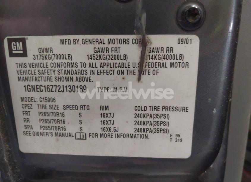 Photo 9 of 2002 Chevrolet Suburban 1500 LT (VIN 1GNFK16Z12J210689)