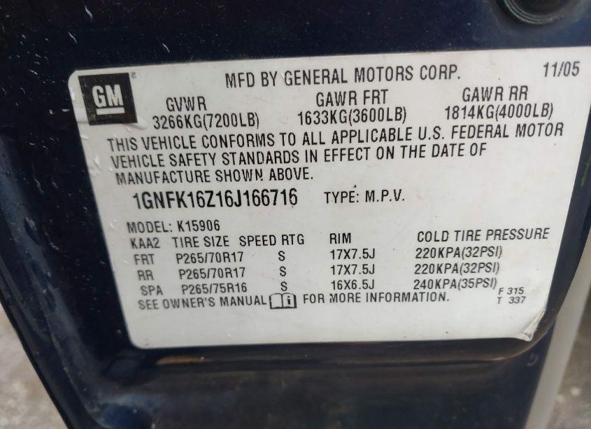 Photo 9 of 2006 Chevrolet Suburban 1500 LT (VIN 1GNFK16Z16J166716)