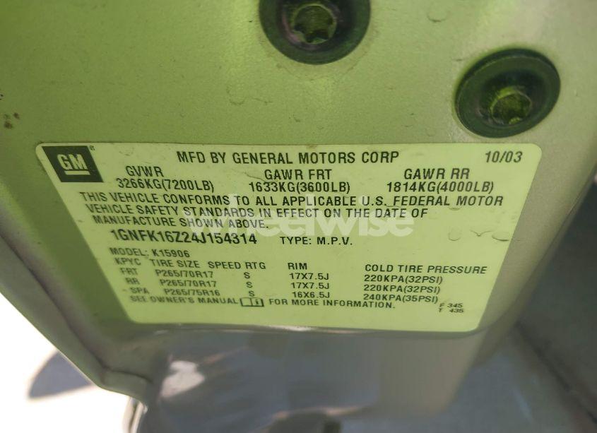 Photo 9 of 2004 Chevrolet Suburban 1500 LT (VIN 1GNFK16Z24J154314)