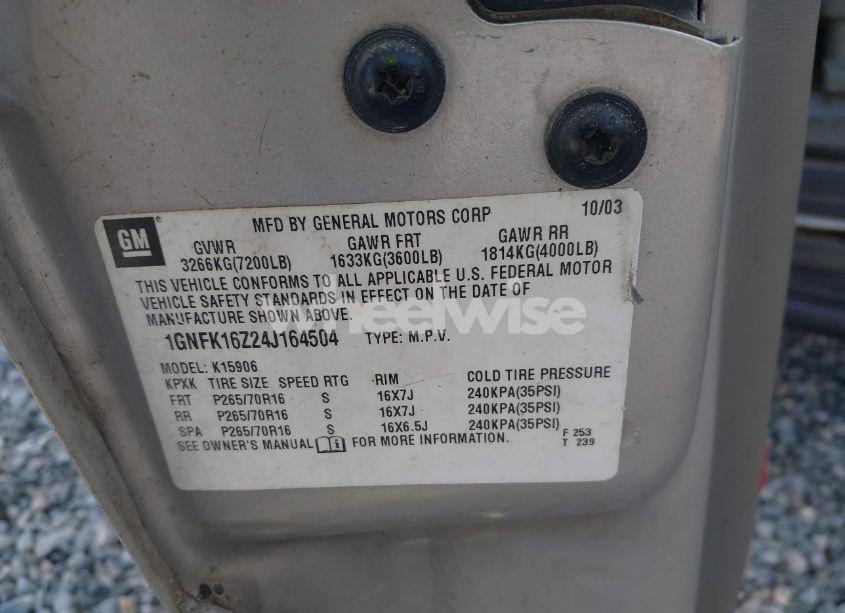 Photo 9 of 2004 Chevrolet Suburban 1500 LS (VIN 1GNFK16Z24J164504)