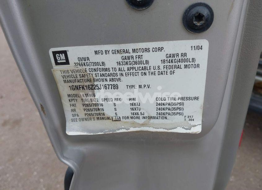 Photo 9 of 2005 Chevrolet Suburban 1500 LS (VIN 1GNFK16Z25J167789)