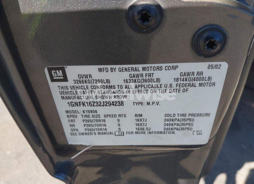 Photo 9 of 2002 Chevrolet Suburban 1500 LT (VIN 1GNFK16Z32J294238)