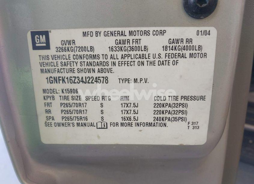 Photo 9 of 2004 Chevrolet Suburban 1500 LT (VIN 1GNFK16Z34J224578)