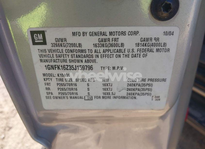 Photo 9 of 2005 Chevrolet Suburban 1500 LS (VIN 1GNFK16Z35J159796)