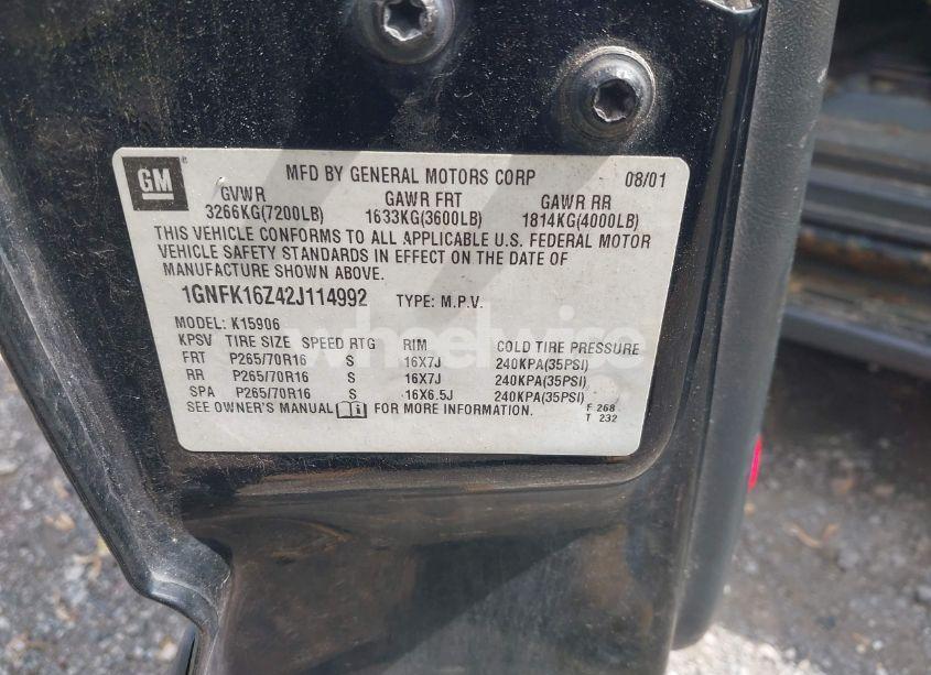 Photo 9 of 2002 Chevrolet Suburban 1500 LT (VIN 1GNFK16Z42J114992)