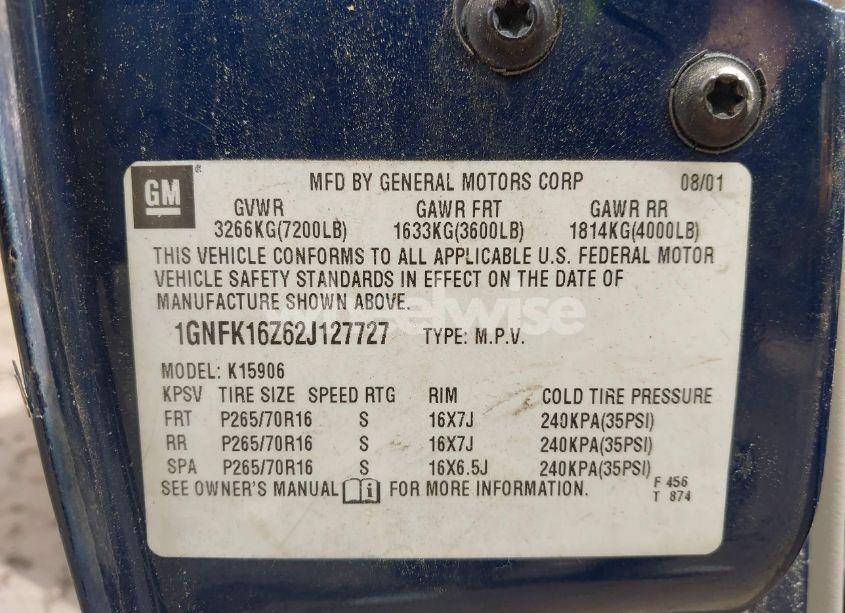 Photo 9 of 2002 Chevrolet Suburban 1500 LT (VIN 1GNFK16Z62J127727)