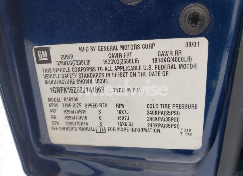 Photo 9 of 2002 Chevrolet Suburban 1500 LS (VIN 1GNFK16Z62J141868)