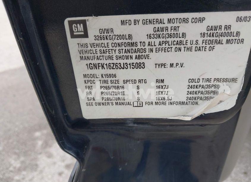 Photo 9 of 2003 Chevrolet Suburban 1500 LT (VIN 1GNFK16Z63J315083)