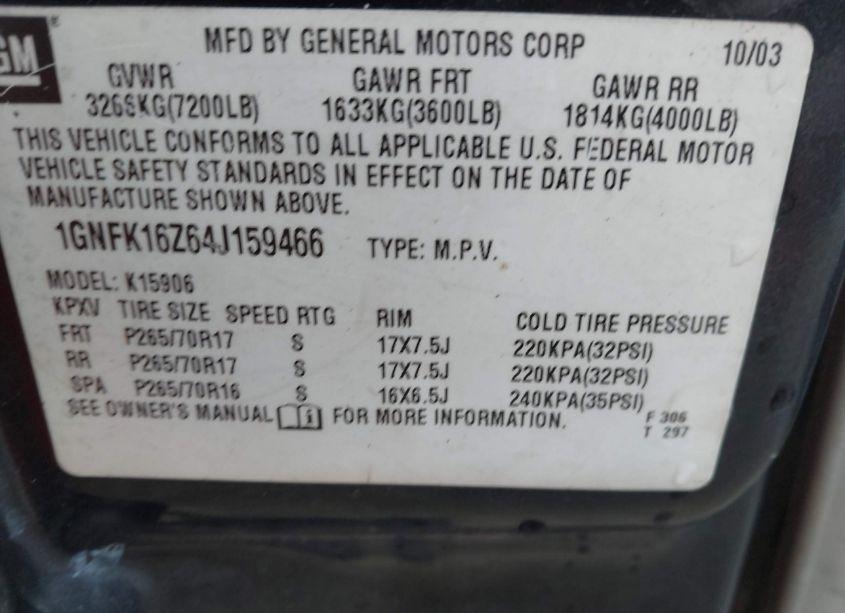 Photo 9 of 2004 Chevrolet Suburban 1500 LT (VIN 1GNFK16Z64J159466)