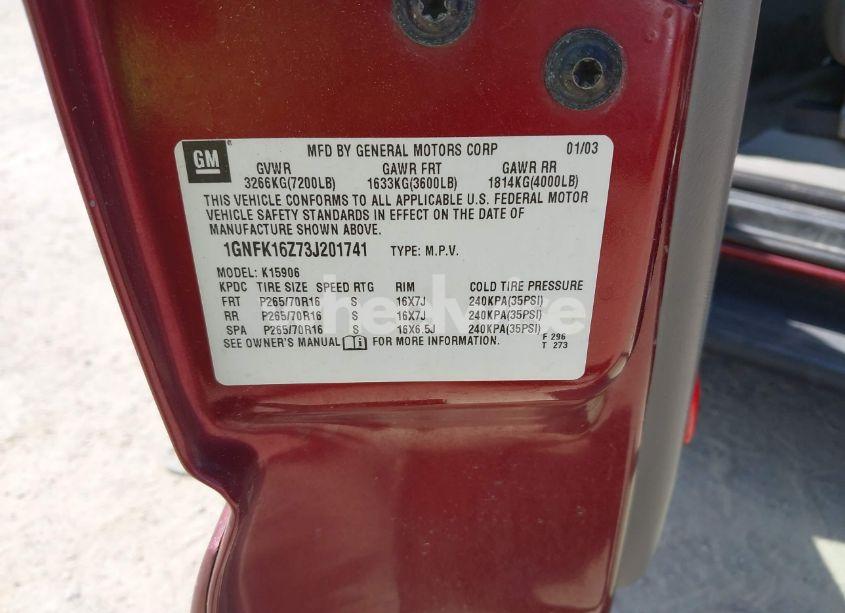 Photo 9 of 2003 Chevrolet Suburban 1500 LT (VIN 1GNFK16Z73J201741)