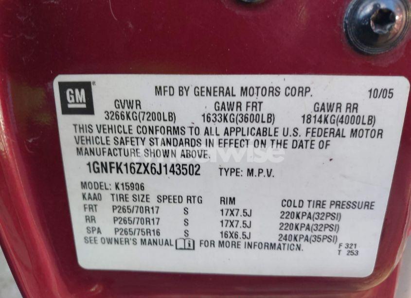 Photo 9 of 2006 Chevrolet Suburban 1500 LT (VIN 1GNFK16ZX6J143502)