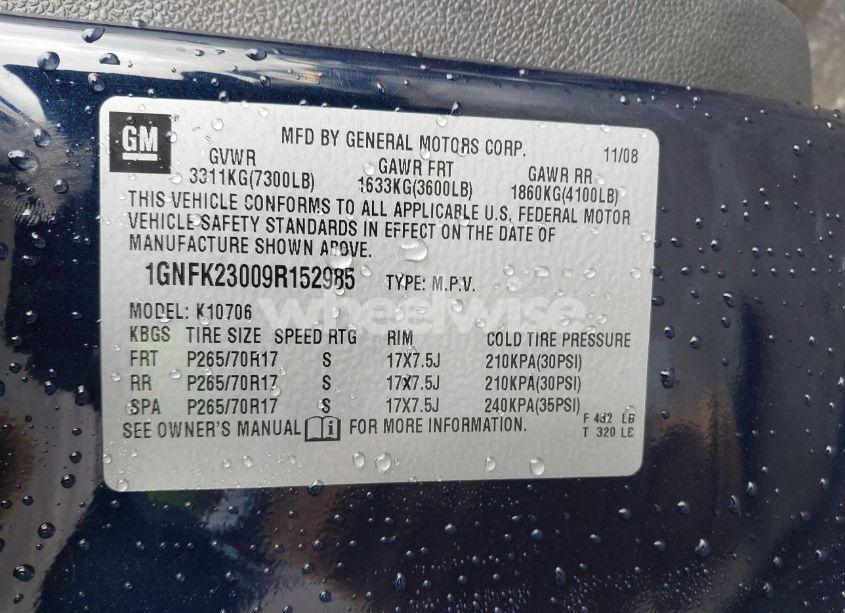 Photo 9 of 2009 Chevrolet Tahoe LT1 (VIN 1GNFK23009R152985)