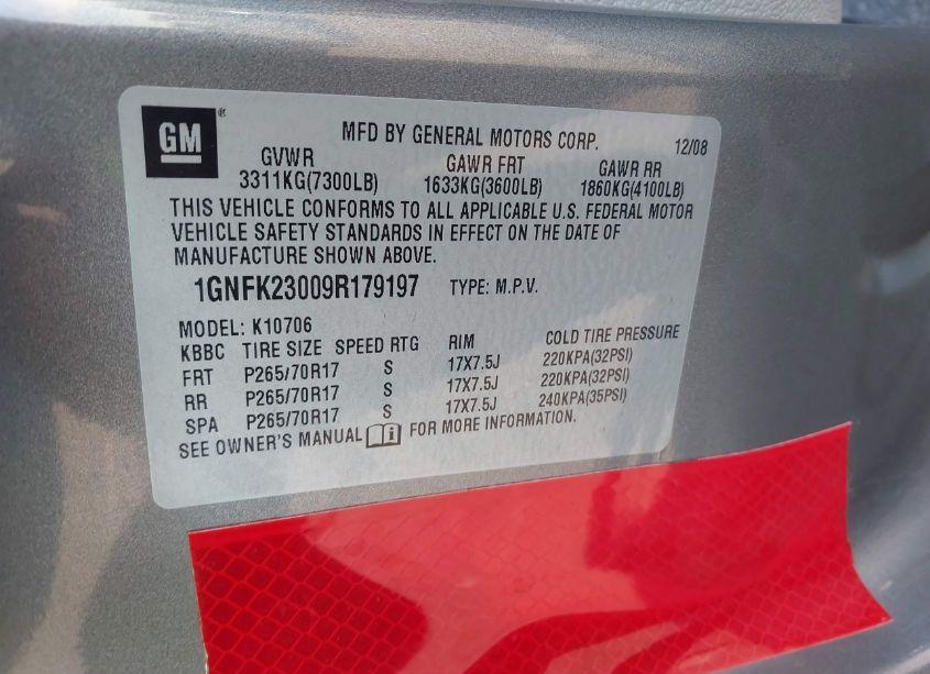 Photo 9 of 2009 Chevrolet Tahoe LT2 (VIN 1GNFK23009R179197)