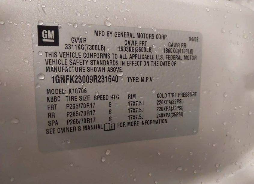 Photo 9 of 2009 Chevrolet Tahoe LT1 (VIN 1GNFK23009R231640)