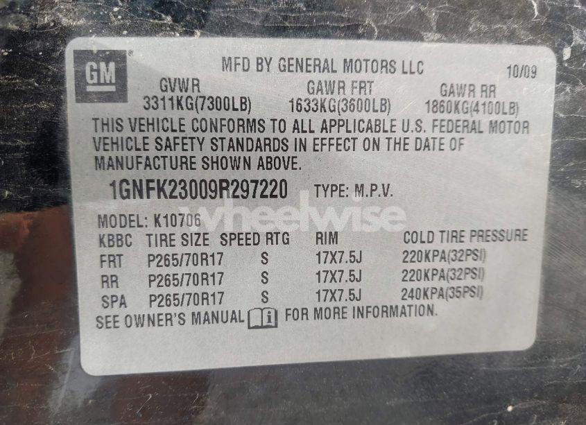 Photo 9 of 2009 Chevrolet Tahoe LT1 (VIN 1GNFK23009R297220)