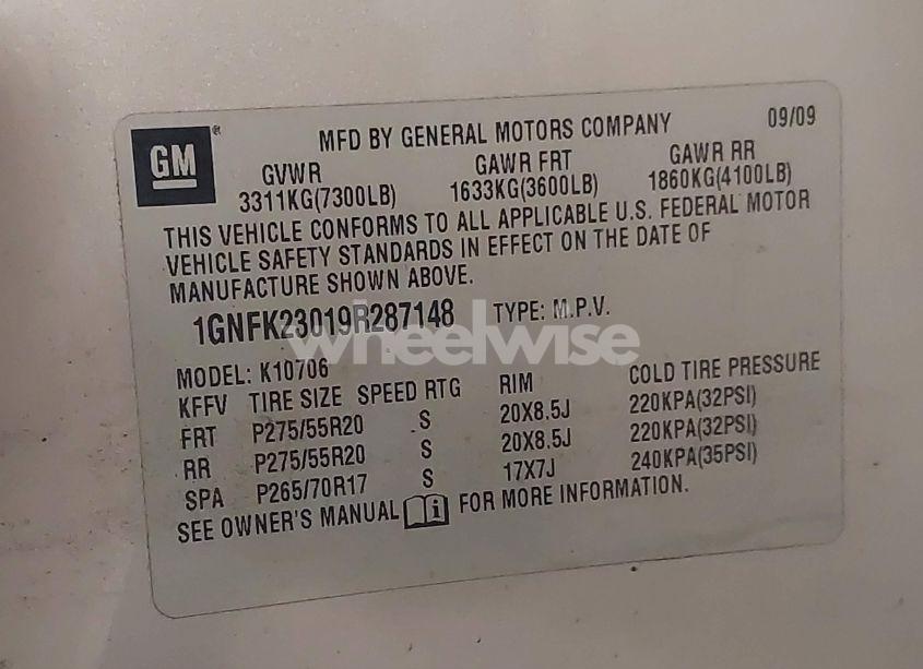 Photo 9 of 2009 Chevrolet Tahoe LT2 (VIN 1GNFK23019R287148)