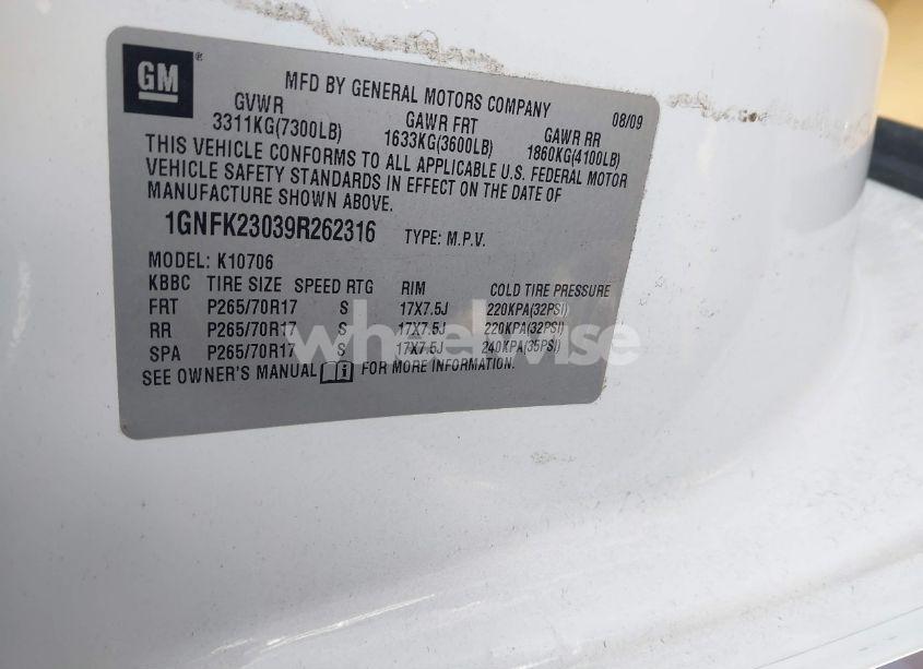 Photo 9 of 2009 Chevrolet Tahoe LT2 (VIN 1GNFK23039R262316)