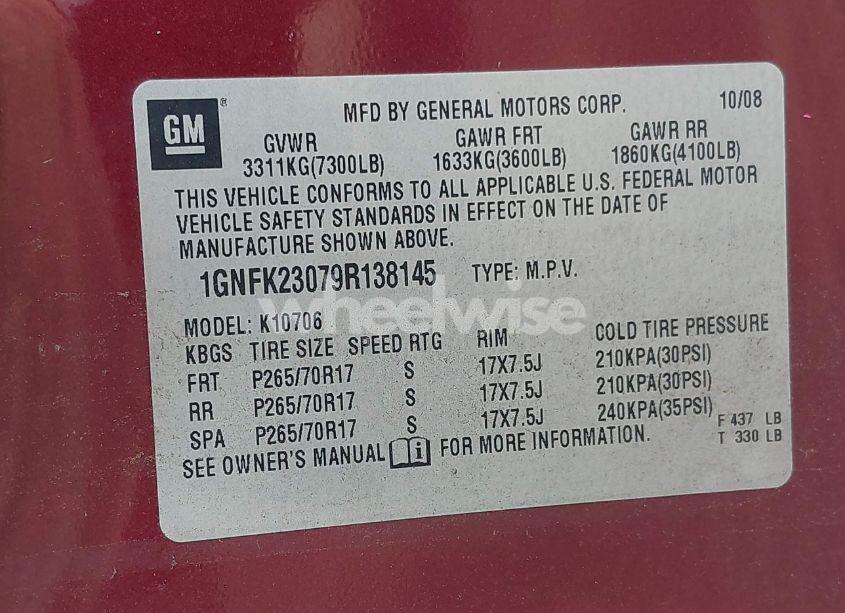 Photo 9 of 2009 Chevrolet Tahoe LT1 (VIN 1GNFK23079R138145)