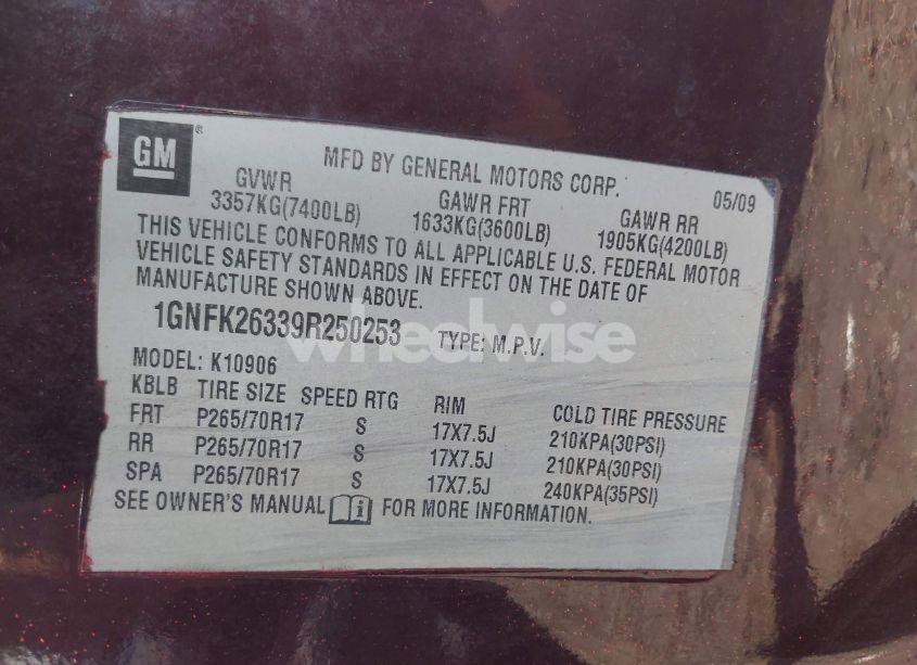 Photo 9 of 2009 Chevrolet Suburban 1500 LT2 (VIN 1GNFK26339R250253)