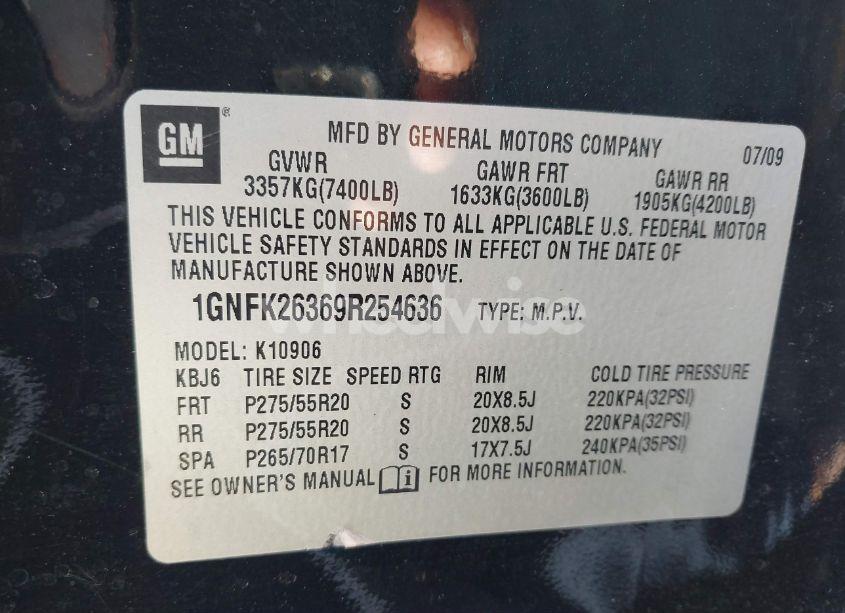 Photo 9 of 2009 Chevrolet Suburban 1500 LT2 (VIN 1GNFK26369R254636)