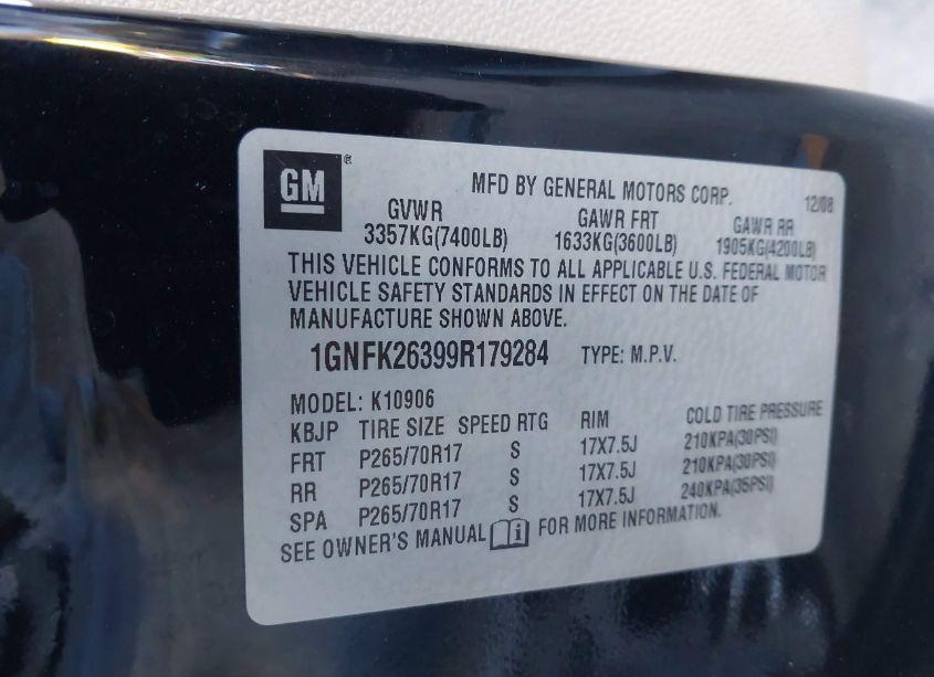 Photo 9 of 2009 Chevrolet Suburban 1500 LT2 (VIN 1GNFK26399R179284)