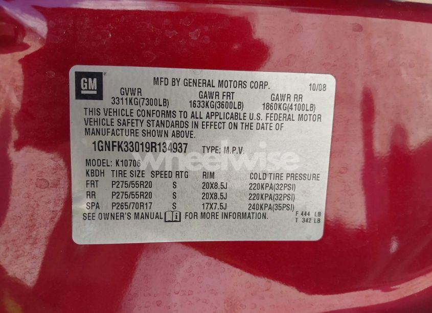 Photo 9 of 2009 Chevrolet Tahoe LTZ (VIN 1GNFK33019R134937)